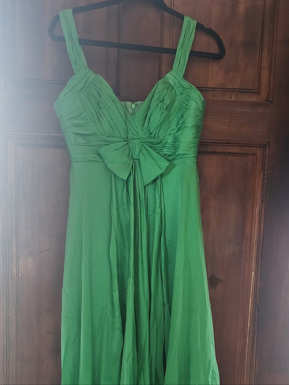 Anne Klein Silk Bright Kelly Green A-Line Dress Skirt with Front Bow